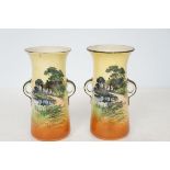 Pair of Royal Doulton twin handled vases