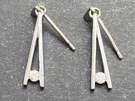 Pair of 9ct white gold earrings