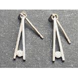 Pair of 9ct white gold earrings