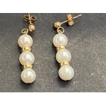 9ct Gold & pearl earrings