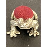 Silver frog pin cushion