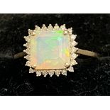 9ct Gold Opal & diamond ring