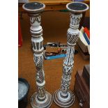 Pair of candle sticks approx 3ft