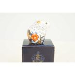Royal crown derby boxed poppy mouse with gold stop