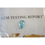 Blue Topaz 10.22ct pear mixed cut with gem testing