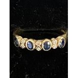 9ct Gold ring set with sapphire & diamonds Weight