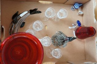 Collection of art glass & small crystal glasses