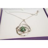 Silver & jade boxed necklace