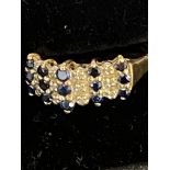 9ct Gold ring set wth sapphires & diamonds Weight