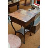 Walnut veneered fold stop table with 2 drawers