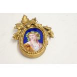 Italian majolica miniature framed