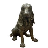 Bronze large bloodhound dog signed