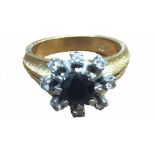 18ct gold sapphire & diamond cluster ring Size O W