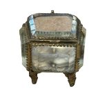 Victorian brass & glass jewellery box