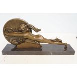 Bronze nude on marble base signed 33 cm wide