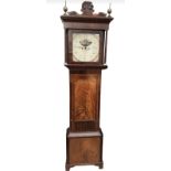 An early 19th century long case clock, flame mahog