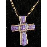 9ct Gold cross & chain set with amethyst