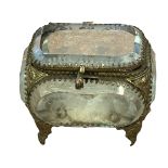 Victorian brass & glass jewellery box ' A present