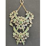 18ct gold emerald & diamond Russian pendant