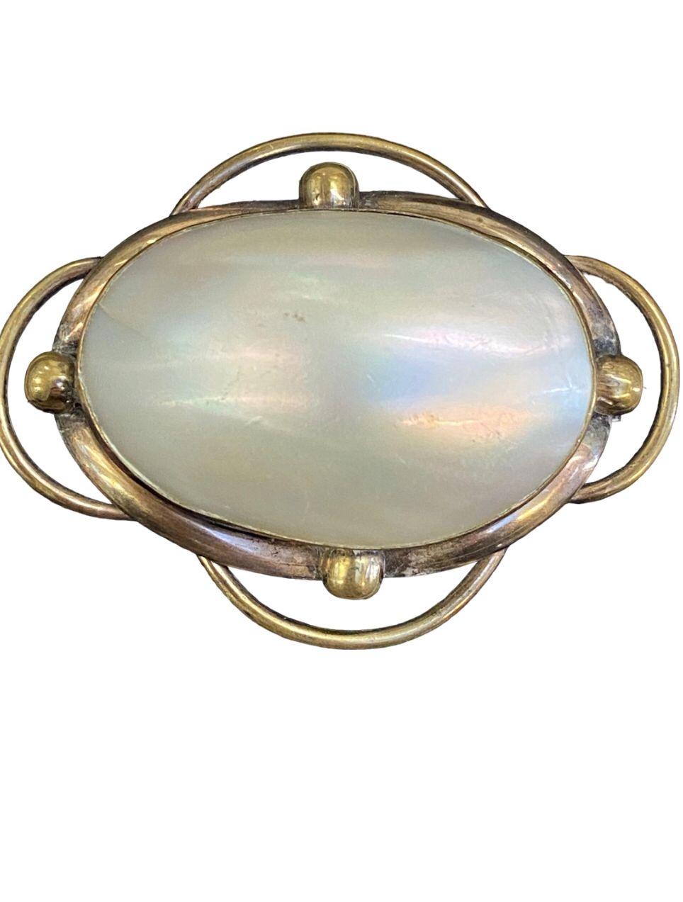 Ornate victorian opace mother of pearl brooch