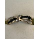 9ct Gold ring set with sapphires & diamonds weight