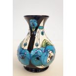 Moorcroft vase red rose blue Height 6''