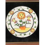 Framed Lorna Bailey sunflower charger limited edit