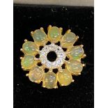 9ct gold ring set with diamonds & opal