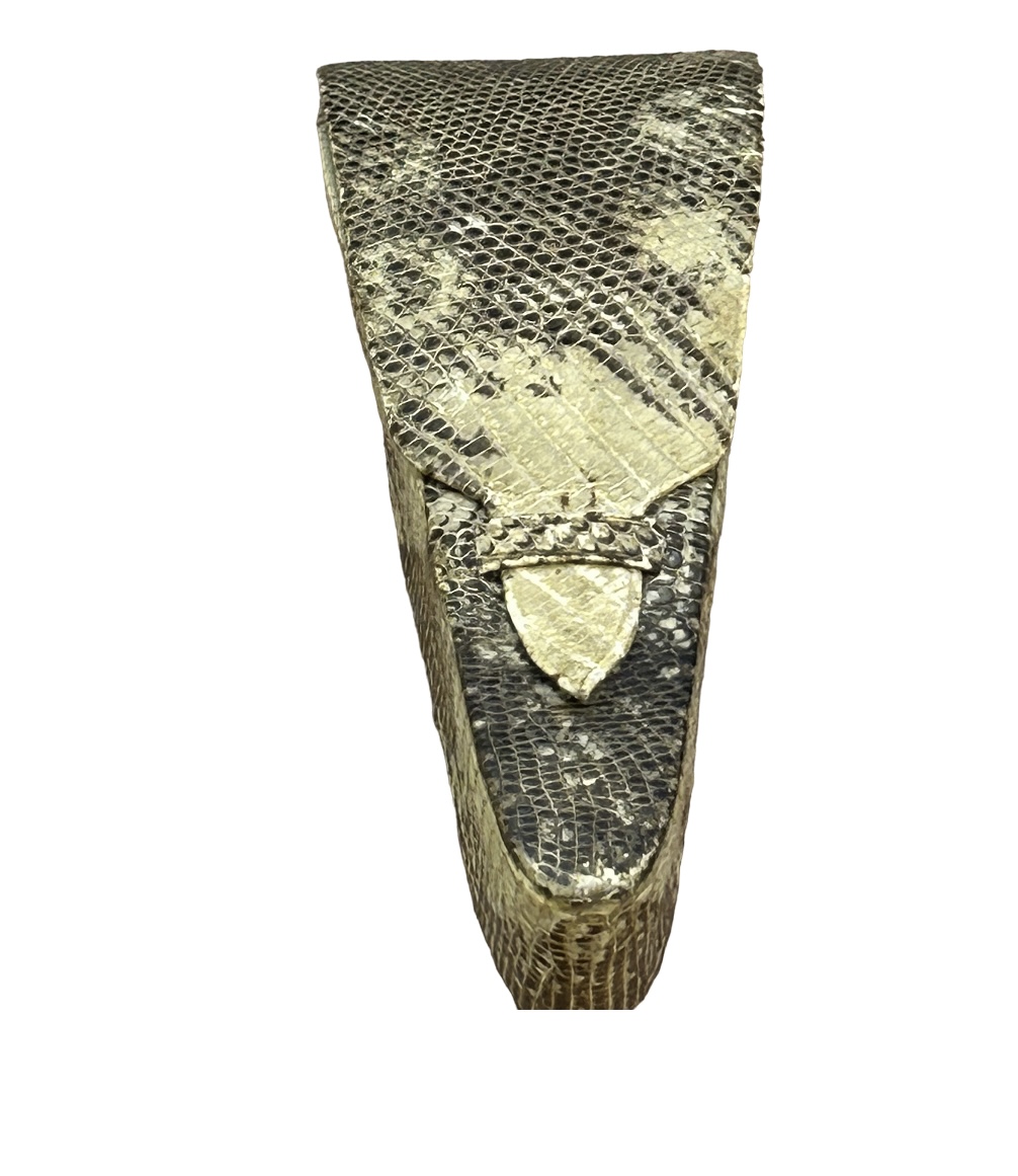 Snake skin scissor case & contents