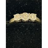 9ct Gold trilogy ring set with diamonds Weight 2.8