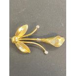 18ct gold diamond & crystal designer brooch