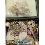 Large box of unsorted costume jewellery