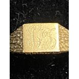 9ct gold signet ring Size R