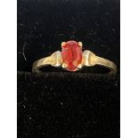 9ct Gold ring set with ruby Weight 1g Size K