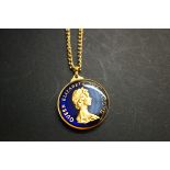 Queen Elizabeth II 1985 Falkland island pendent on