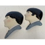 2 Beatles head wall plaques