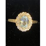 9ct Gold ring set with aquamarine Weight 2 g Size