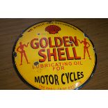 Golden shell enamel sign