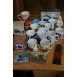 Collection of train related mugs