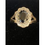 9ct Gold sapphire & diamonds Weight 2.8g size O