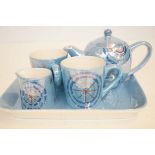 Lustre coffee set, tray & 2 cups