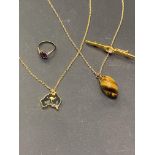 2 Yellow metal chain & pendants together with a ro