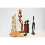 6 Carved african figures