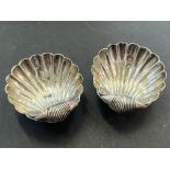 Pair of silver salts in the form of shells