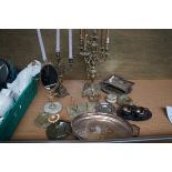 Good collection of brass, silver plated ware & ony