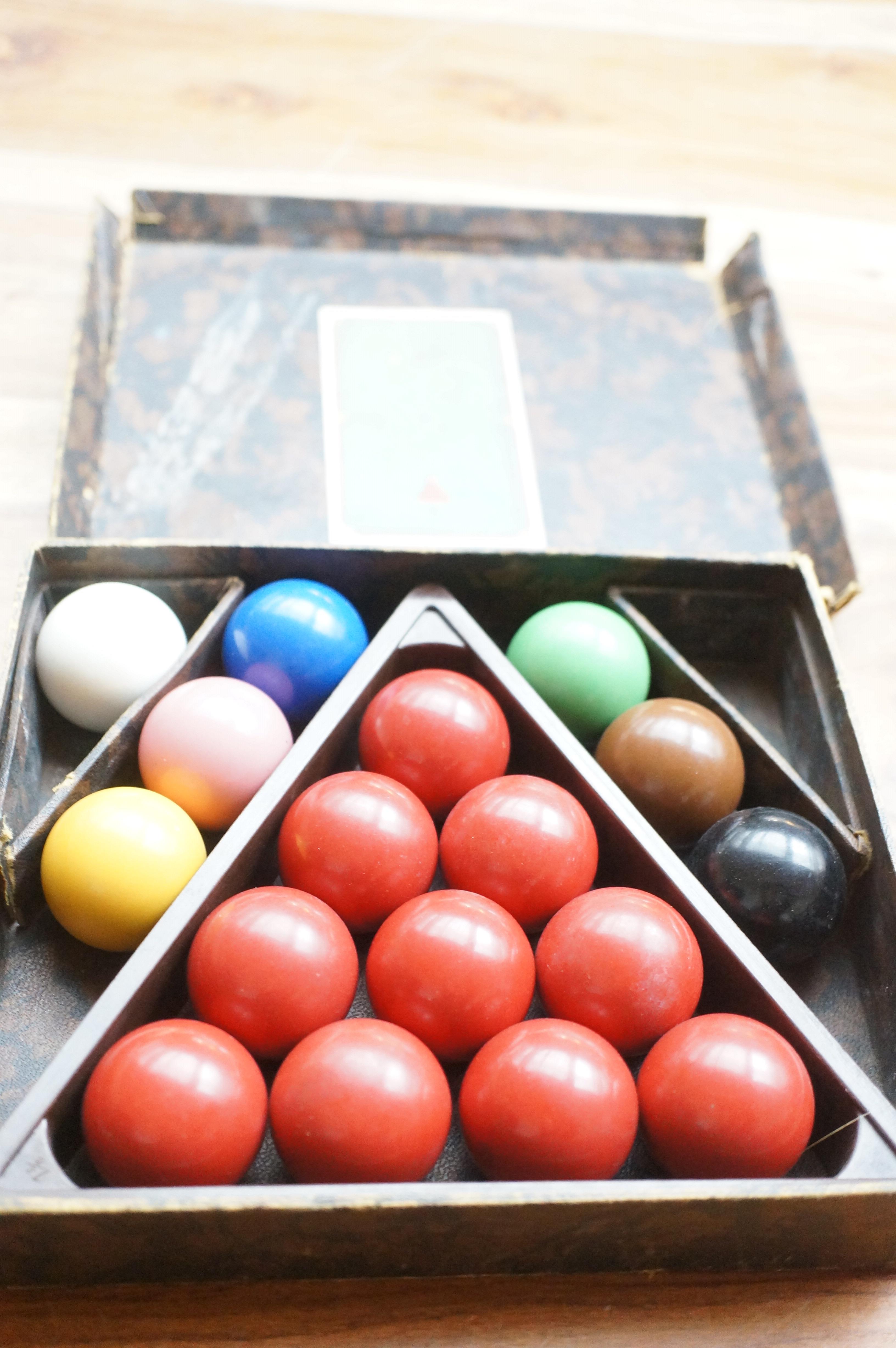 Vintage set of small snooker balls