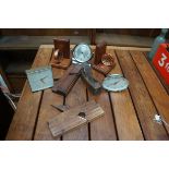 Collection of wood working planes, book ends & vin