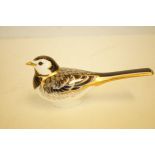 Royal crown derby pied wagtail with gold stopper