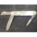 Large pen knife with mother of pearl handle