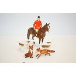 Beswick horse & rider 4 hounds & 2 foxes